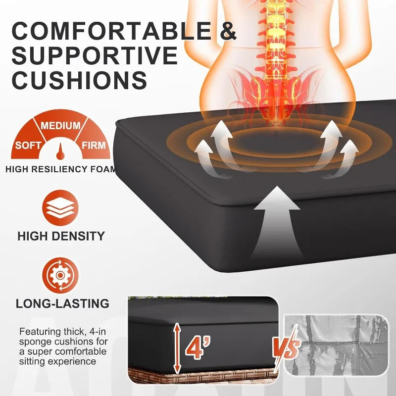 Patio Furniture Sets, 7-Piece Outdoor Patio Furniture with Thick Cushions, Wicker Outdoor Conversation Set Sectional...