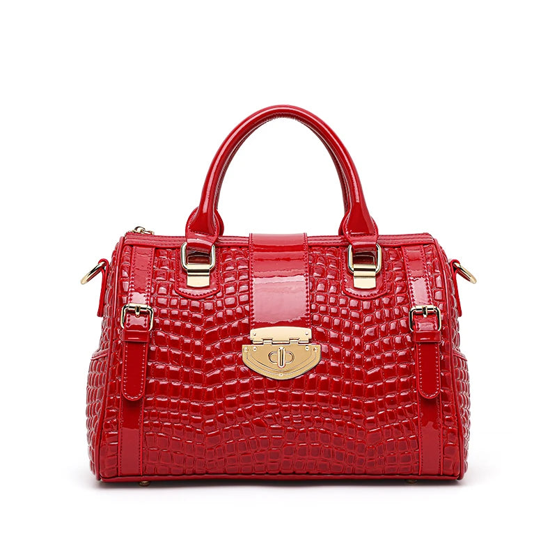 Leather handbag for women - new style, elegant Boston-style women's bag, lady's large capacity shoulder bag for moms