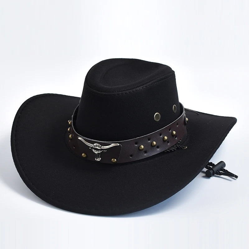 Artificial Suede Western Cowboy Hats Vintage Big-edge Gentleman Cowgirl Jazz Hat Holidays Party Cosplay Hat | Kimlud Mid...