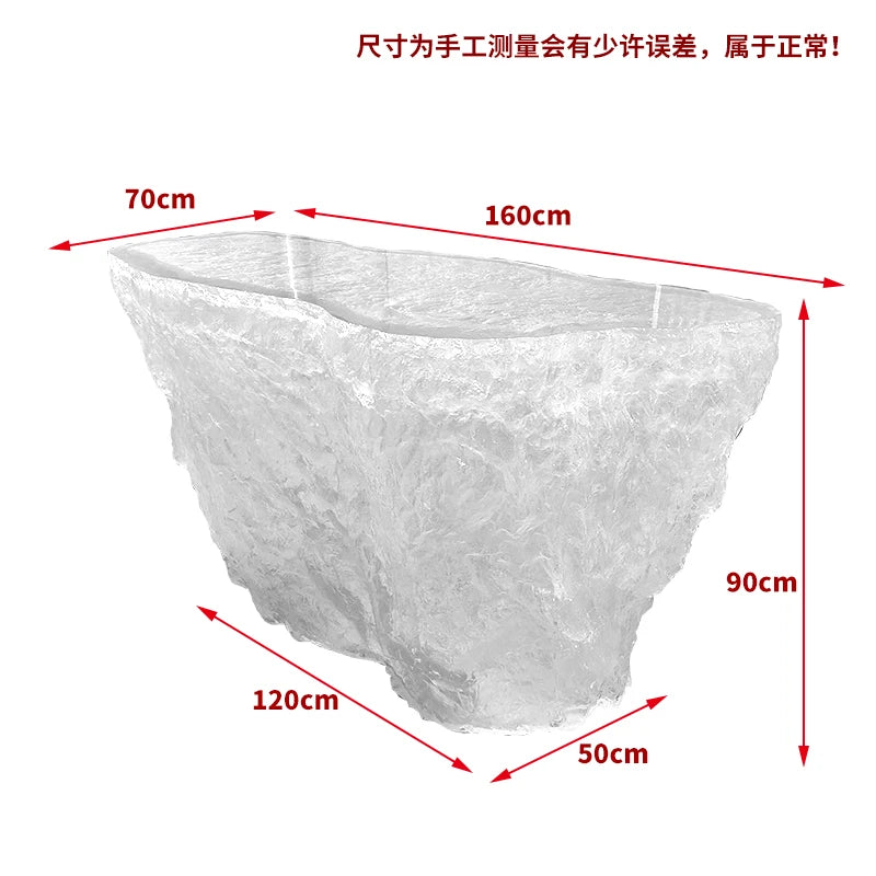 Premium Light Luxury Transparent Resin Hotel Front Desk Restaurant Villa Kitchen Partition Luminous Crystal Glacier Island Table