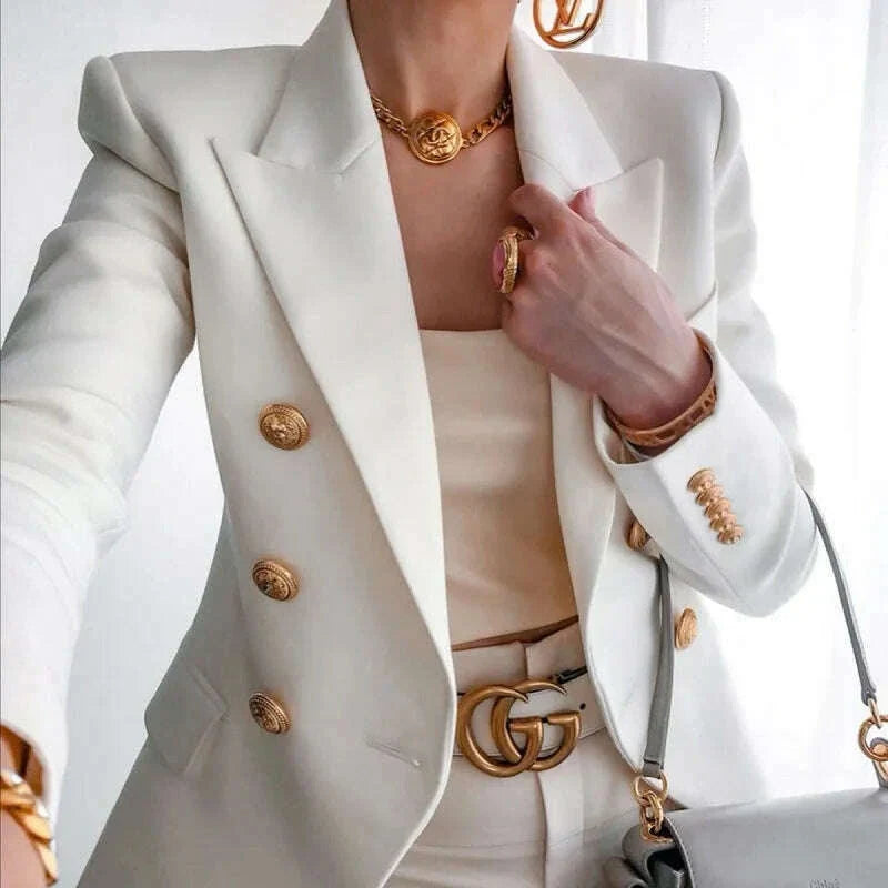 Ladies Fashion Solid Coat Luxury Female Coats Casual Blazer Korean Spring Autumn Clothing Women Slim Suit Coat Office Jacket