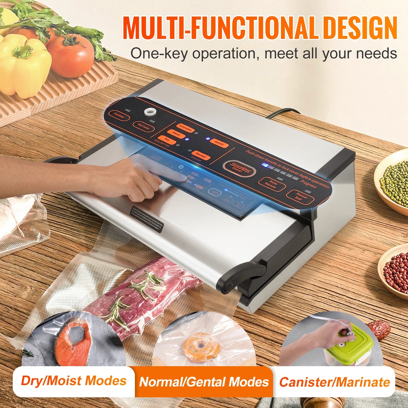 SucceBuy Commercial Vacuum Sealer Machine Multifunction Automatic Food Packaging with Bag Roll Storage Cutter for Home Kitchen - Kimlud