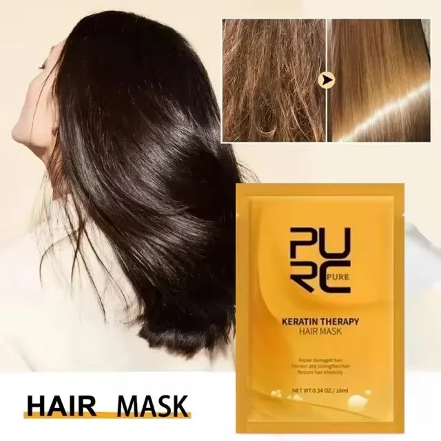 PURC 8 Seconds Hair Mask Smoothing Straightening Keratin Hair Treatment Cream Soft Repair Damaged Frizz Professional...