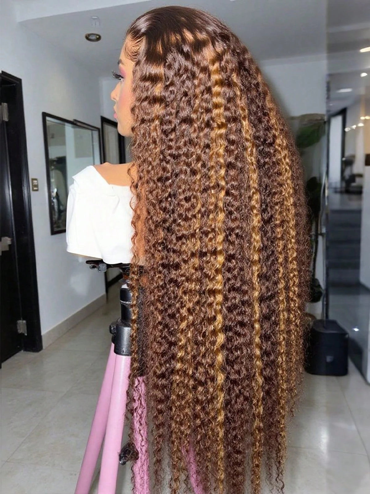 Deep Wave 5x5 13x4 Lace Wig Invisible Strap P427 Highlight Human Hair Wigs Brazilian Preplucked Water Wave 250 Density Curly Wig