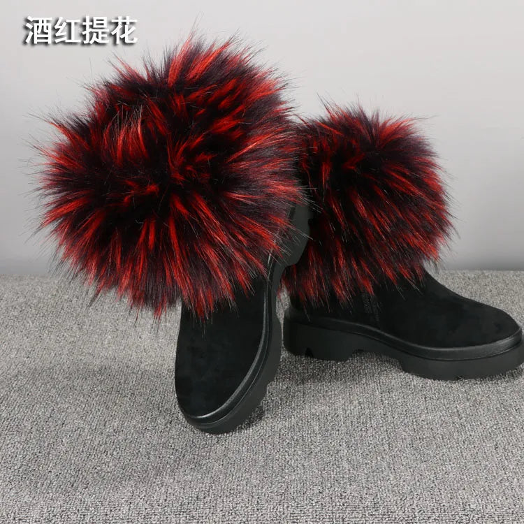 Luxury Faux Fur Fox Artificial Raccoon Shoes Cover Leg Warmers Ankle Boots Feet Cuffs Socks Cover Shoes Sleeve Elastic DIY - Kimlud