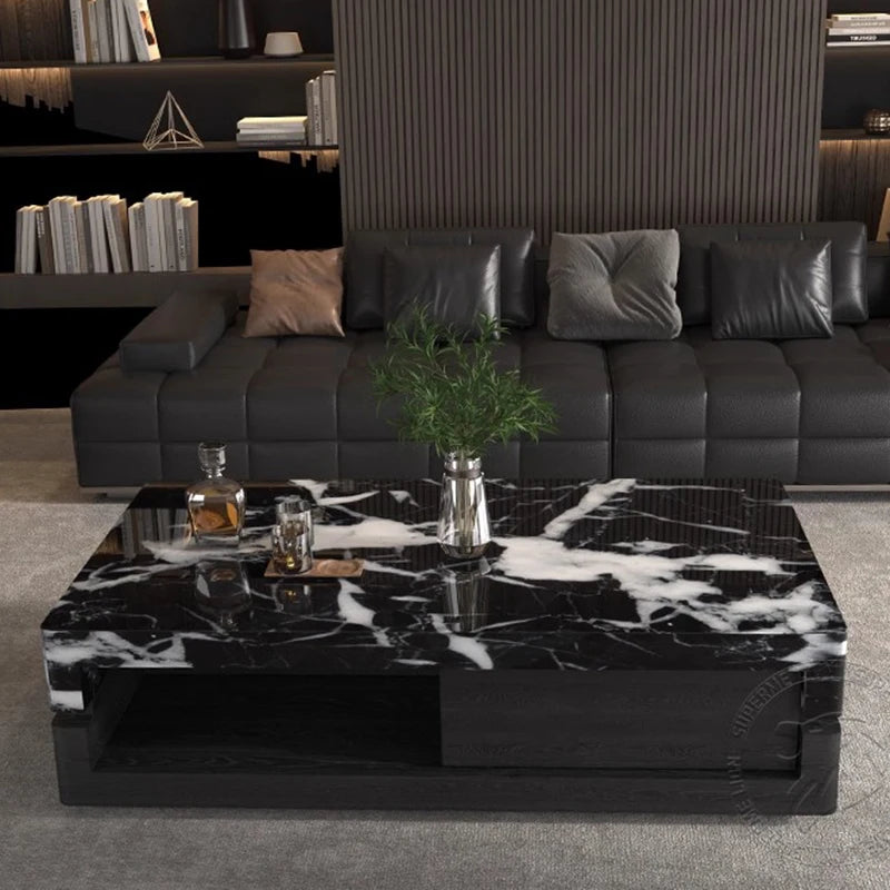 Drawers Minimalist Coffee Table Wood Modern Decoration Space Coffee Table Saving Aesthetic Mesas Bajas Postmodern Furniture