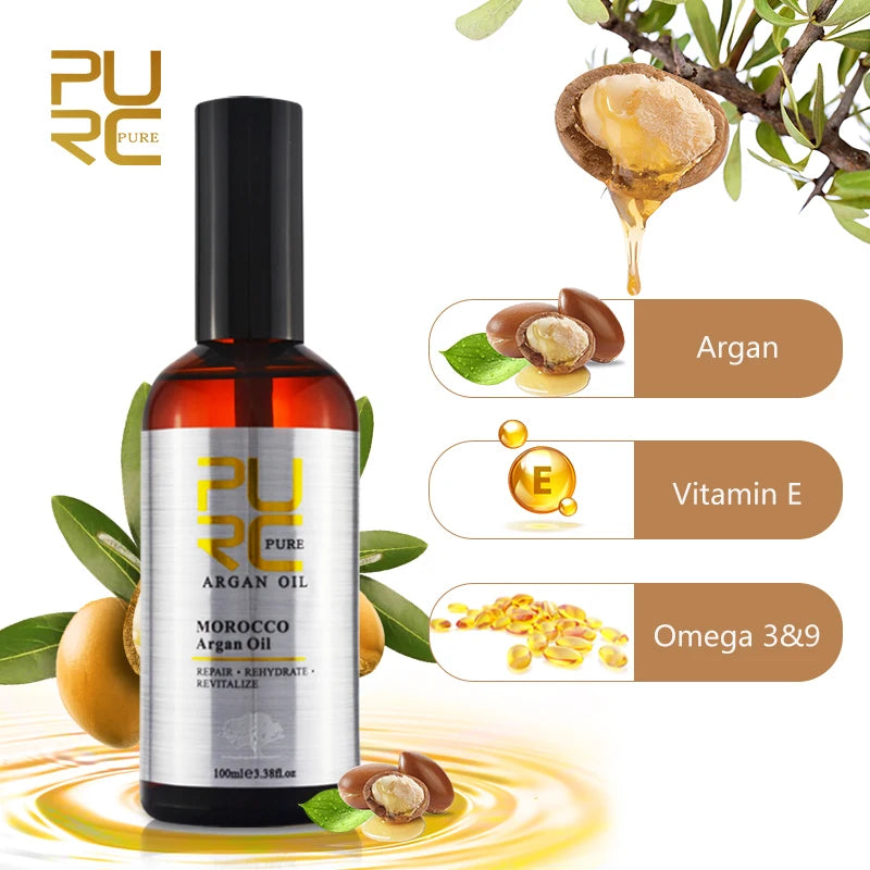 PURC Morocco Argan Oil Hair Care Products 100ML Smoothing Straightening Hair Oils Repair Damaged Frizz Scalp Treatment Hair Care