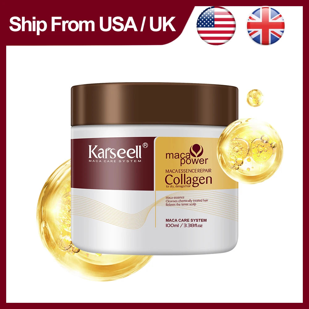 Karseell 100ML Collagen Hair Mask Deep Repair Damage Argan Oil Collagen Hair Treatment Prevent Hair Breakage for All Hair Types