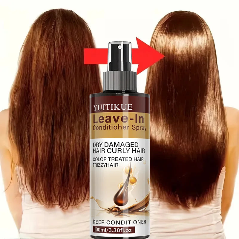 YUITIKUE Leave-In Conditioner Spray 100ml for Dry, Damaged, Curly & Color-Treated Frizzy Hair