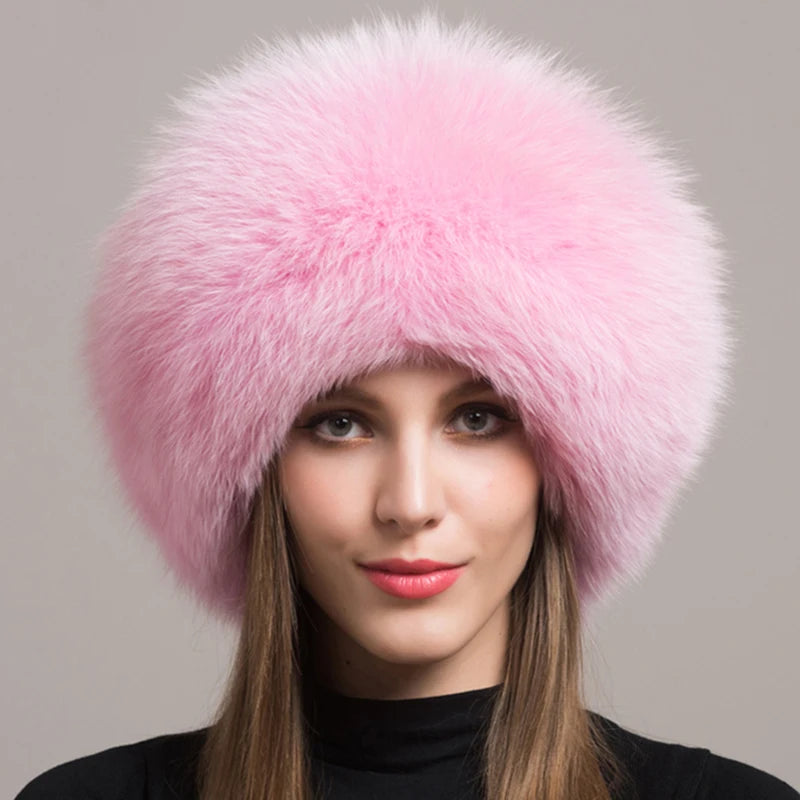 Hot Sale 100% natural Fox Fur Hat Women Cap Thick Fur Cap Winter Warm Hat Female Fashion For Women Hat With Earmuffs Hat...