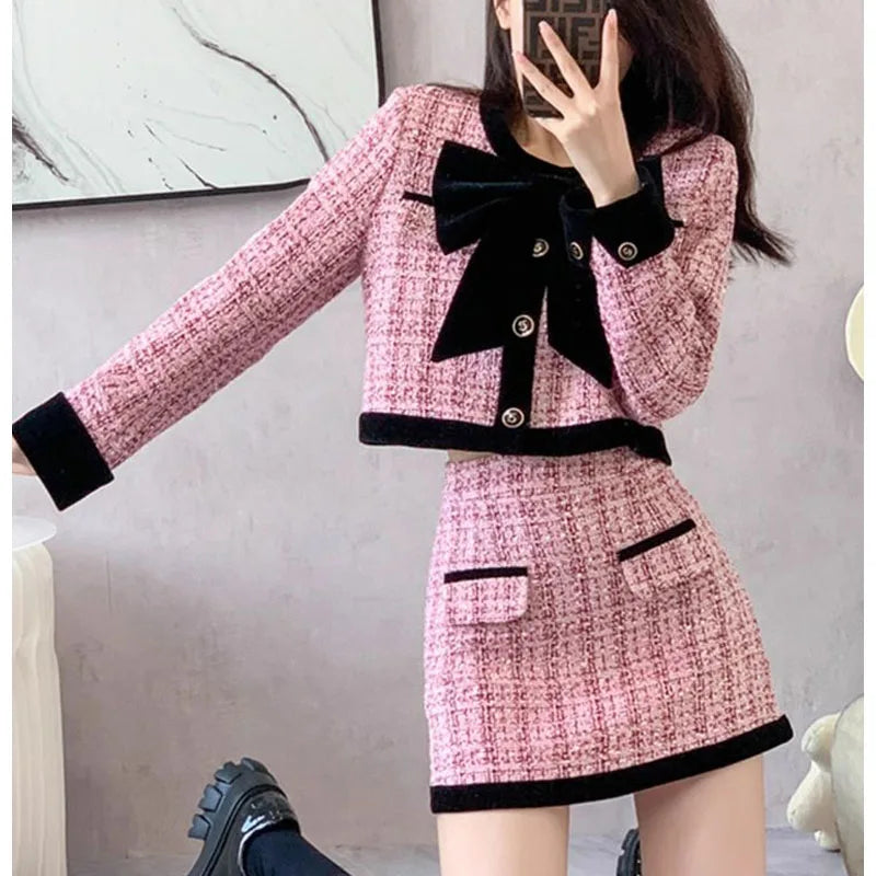 New Autumn/Winter Fashion Korean Edition Celebrity High End Small Fragrance Versatile Western Style Age Reducing Two Piece Set
