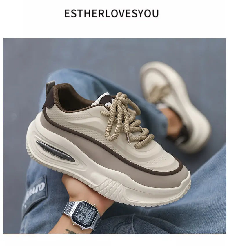 Men's Casual Sports Shoes, Fashionable Thick Soled Skateboarding Shoes, Trendy and Comfortable Men's Shoes Suitable for Outdoor - Kimlud
