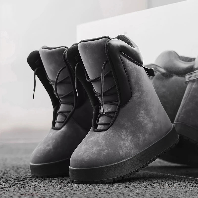 Mens Boots Fashion High Top Shoe Outdoor Casual Bare Boots Motorcycle Shoes Hiking Boot Sports Thick Soles Comfort Durable Lacs
