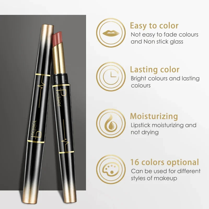 Double Ended Lip Liner and Lipstick 2 in 1, Waterproof Matte Long Lasting Smooth Lip Pen, Nude Lip Makeup for Women