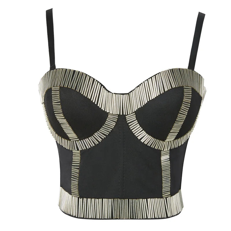 Quality Pearl Tank Tops Rhinestone Women Crop Top Club Clothes Streetwear Y2K Corset Woman Shaper Camis Fashion Feamale Clothing