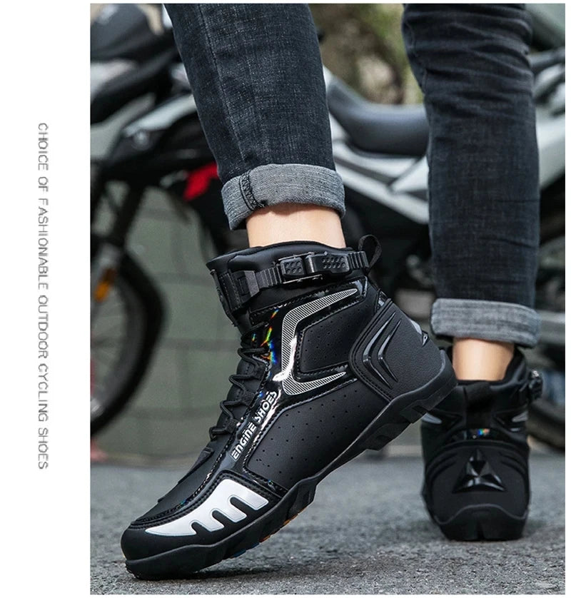 Motorcycle Boots Men Breathable Anti Slip Motorbike Cycling Ankle Length Shoes Man Motorcycle Riding Boots Motos Sports Boot - Kimlud