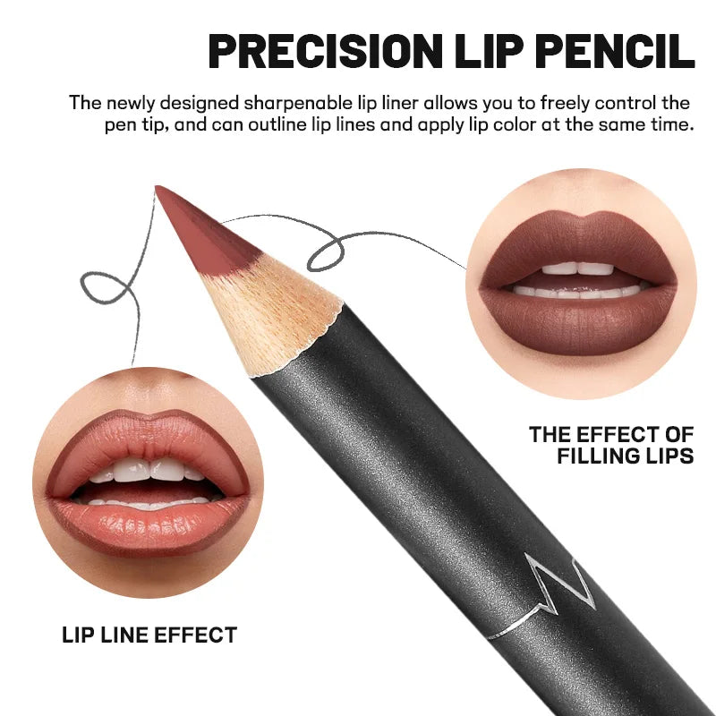 Waterproof Matte Lipliner Pencil Red Contour Tint Lipstick Long Lasting Non-stick Cup Moisturising Lips Makeup 12 Colors