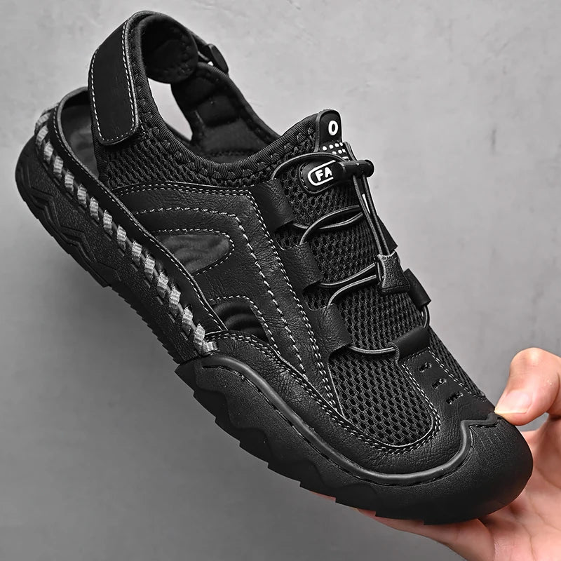 New Mens Sandals Summer Breathable Mesh Sandals Men Outdoor Casual Lightweight Beach Sandals Fashion Men Shoes Large Size 38-46 - Kimlud