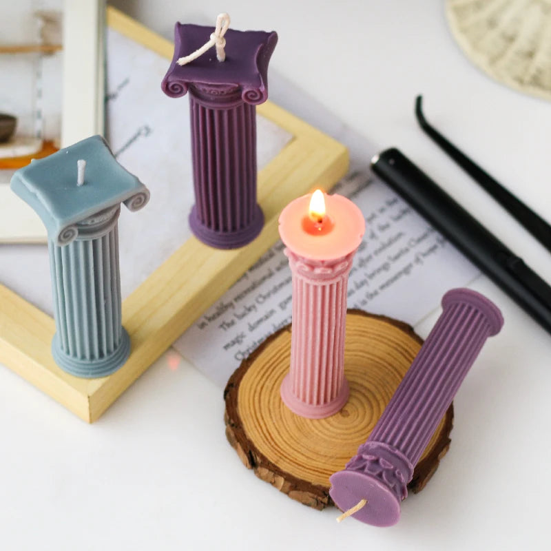 3D Roman Column Candle Mold Ancient Pillar Silicone Mold DIY Venus Portrait Scented Candle Body Plaster Silicone Mold Home Decor