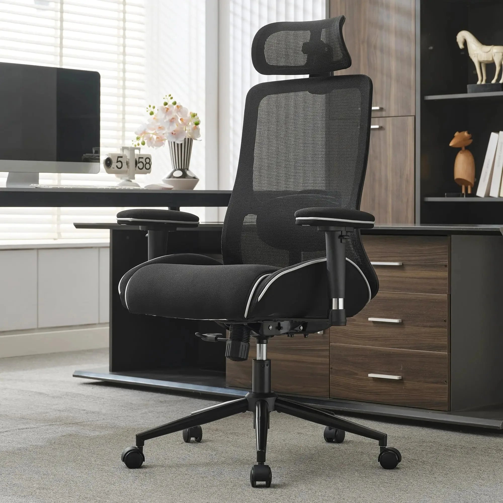 Free Shipping 400 LBS High Back Mesh Ergonomic Office Chair with 4.33inch Thicken Seat - Kimlud