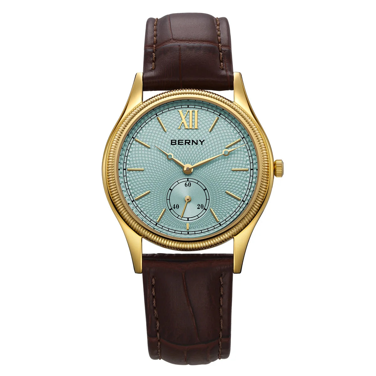 BERNY Luxury Watches for Men Ultra-Thin Classic Elegance Dress Gold Quartz Men's Watch Leather Strap Fashion Business Wristwatch