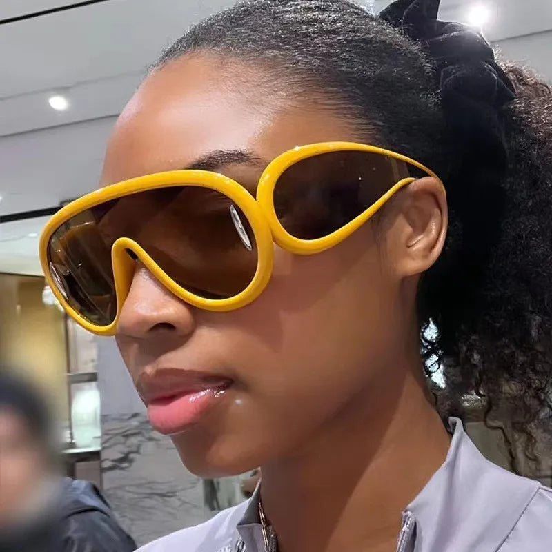 Sports Punk Oversized Sunglasses Steampunk Y2K Women Men Personality Sun Glasses Ladies 2023 Luxury Brand Eyewear Goggle UV400 - Kimlud