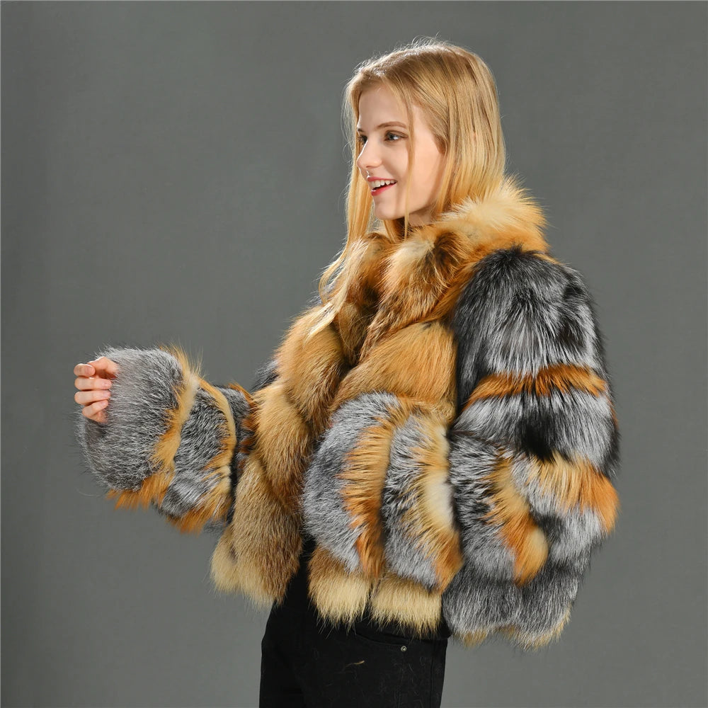 High Quality Vintage Design Natural Fox Fur Coats Warm Parka Overcoats Wholesale Luxury Real Red Fox Fur Coat For Women