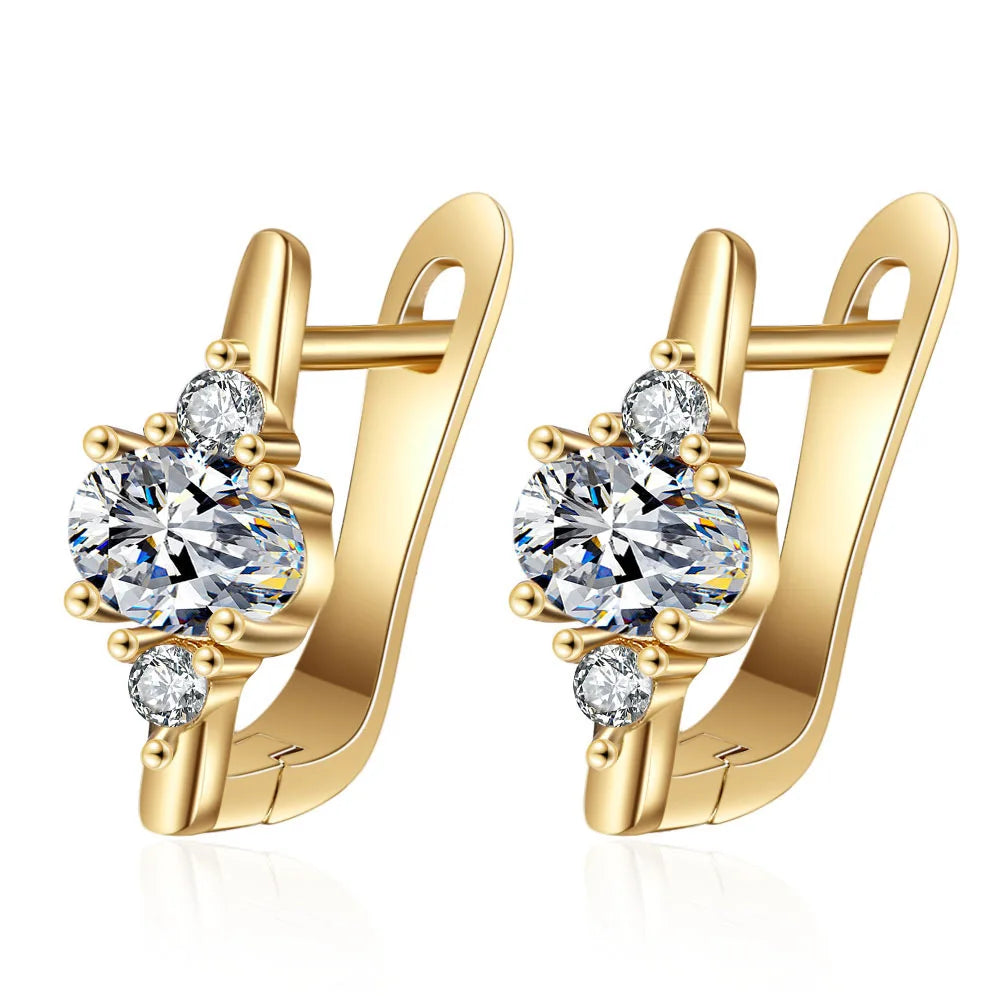 Wholesale Sweet Sapphire Earrings Jewelry Oval Shape Zircon Gemstone Stud Earrings Accessories Women Wedding Engagement...