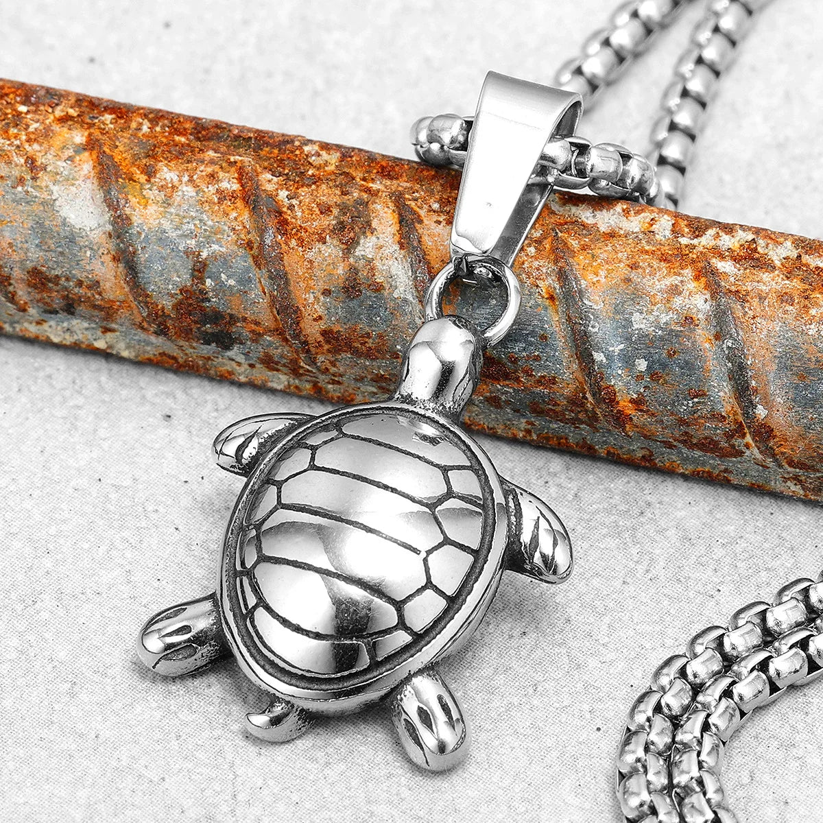 Amulet Sea Turtle Men Necklaces with Pendant Stainless Steel Punk Jewelry for Women Male Gift Daily Wear Hip Hop Accessories
