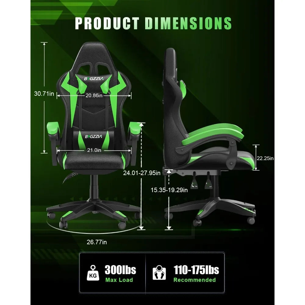 Equipped with RGB LED lights, ergonomic computer gaming chair with high backrest, headrests, and lumbar support