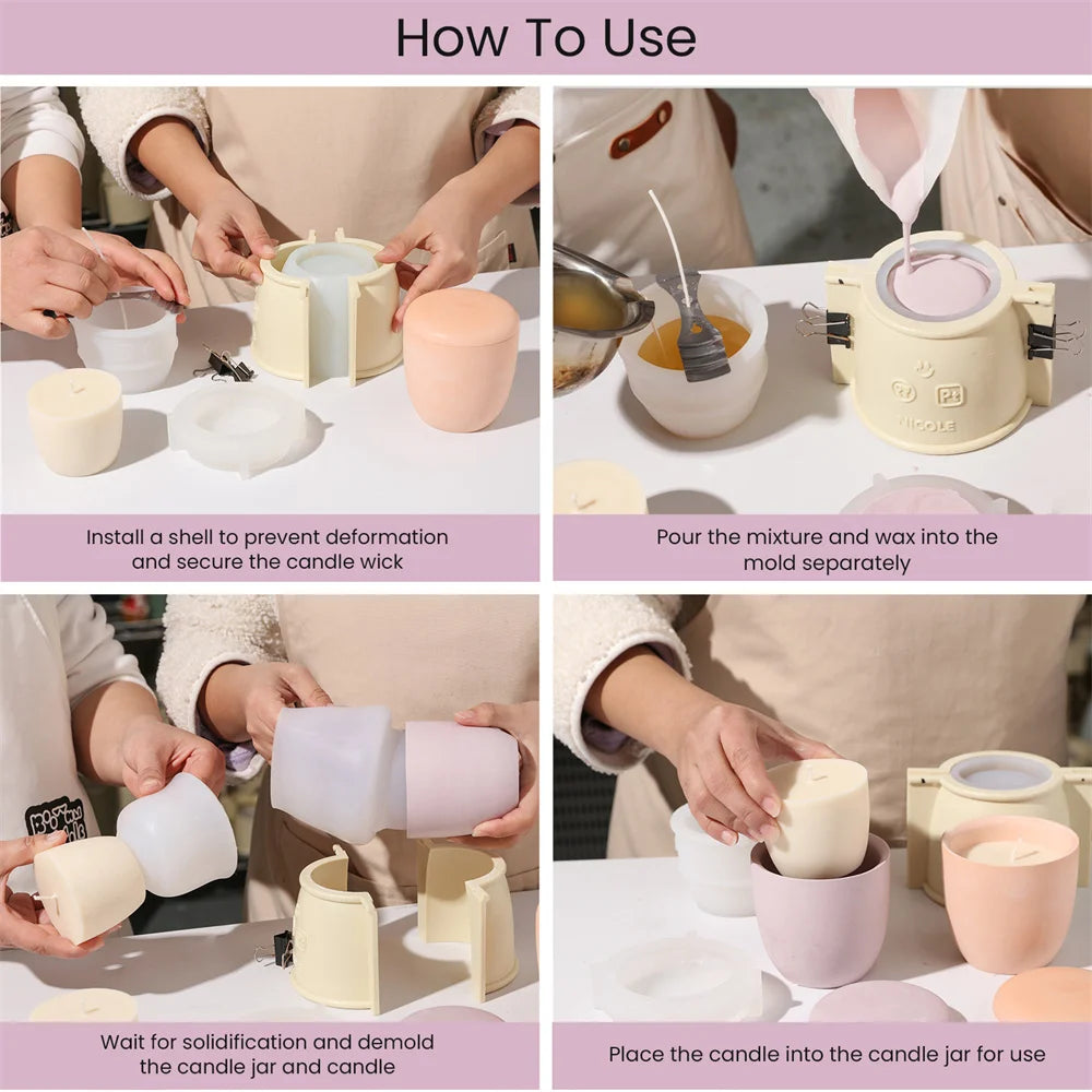 Boowan Nicole Candle Jar Silicone Mold and 7oz Candle Refill Mold Reusable Concrete Cement Candle Vessel Mould Home Decor