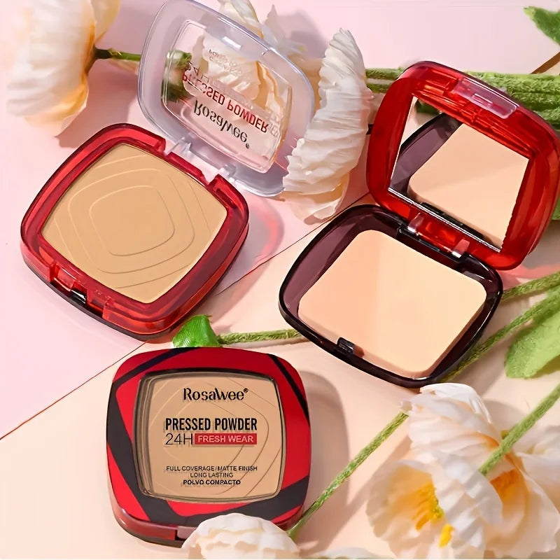 Matte Full Coverage Pressed Powder Foundation With Puff Applicator, 24H Fresh Wear Matte Weightless Finishing Powder...
