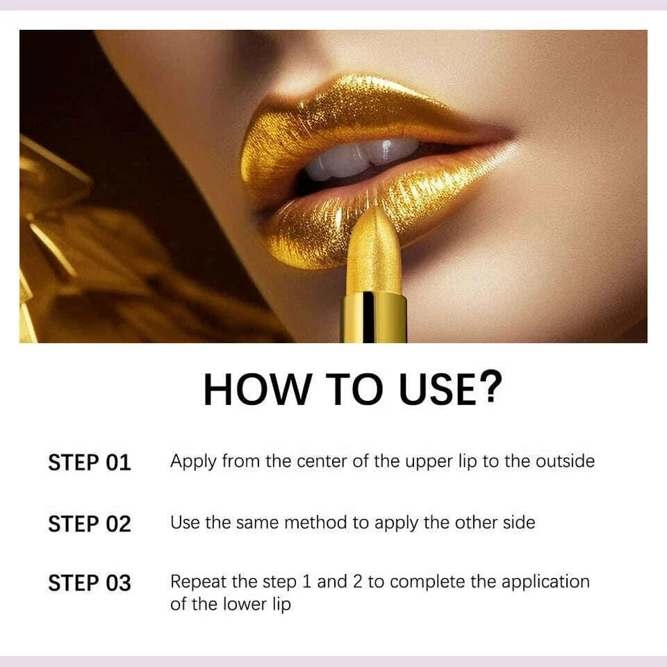 New Glitter Lipstick Moisturizing Gold Lipstick Long Lasting Lipstick Shiny Lip Gloss Velvet Matte Lipstick Glitter Lip Kit