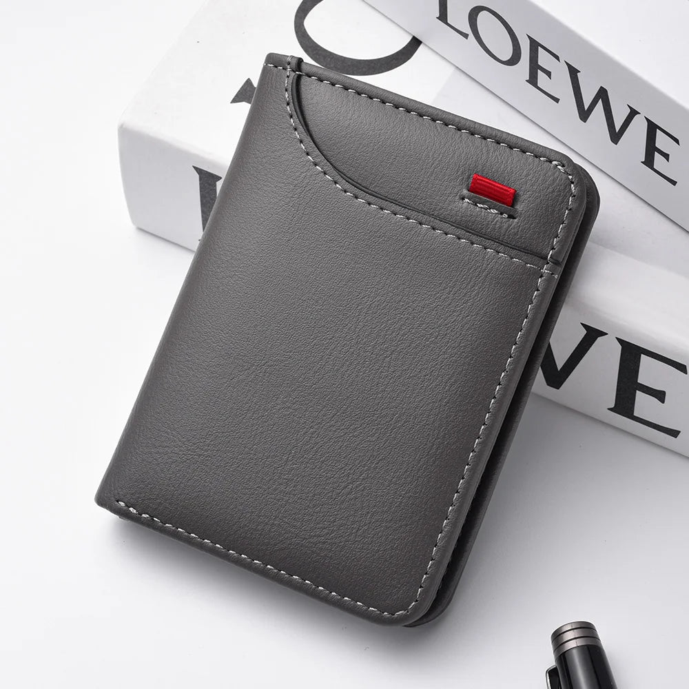 1Pc New Ultra-thin Mini Soft PU Leather Credit Card Wallet Holder Short Vertical High Quality Men's Wallet - Kimlud