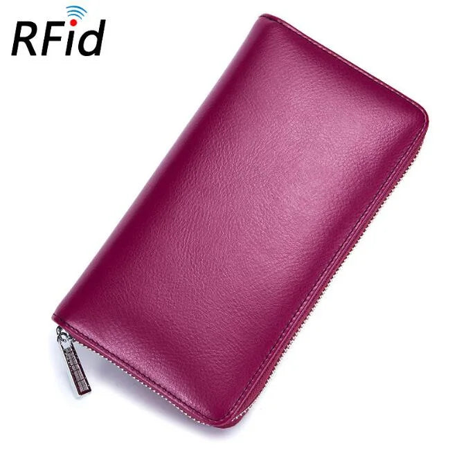 Men wallet genuine leather passport RFID long large capacity organ mobile phone multi function card holder unisex wallets