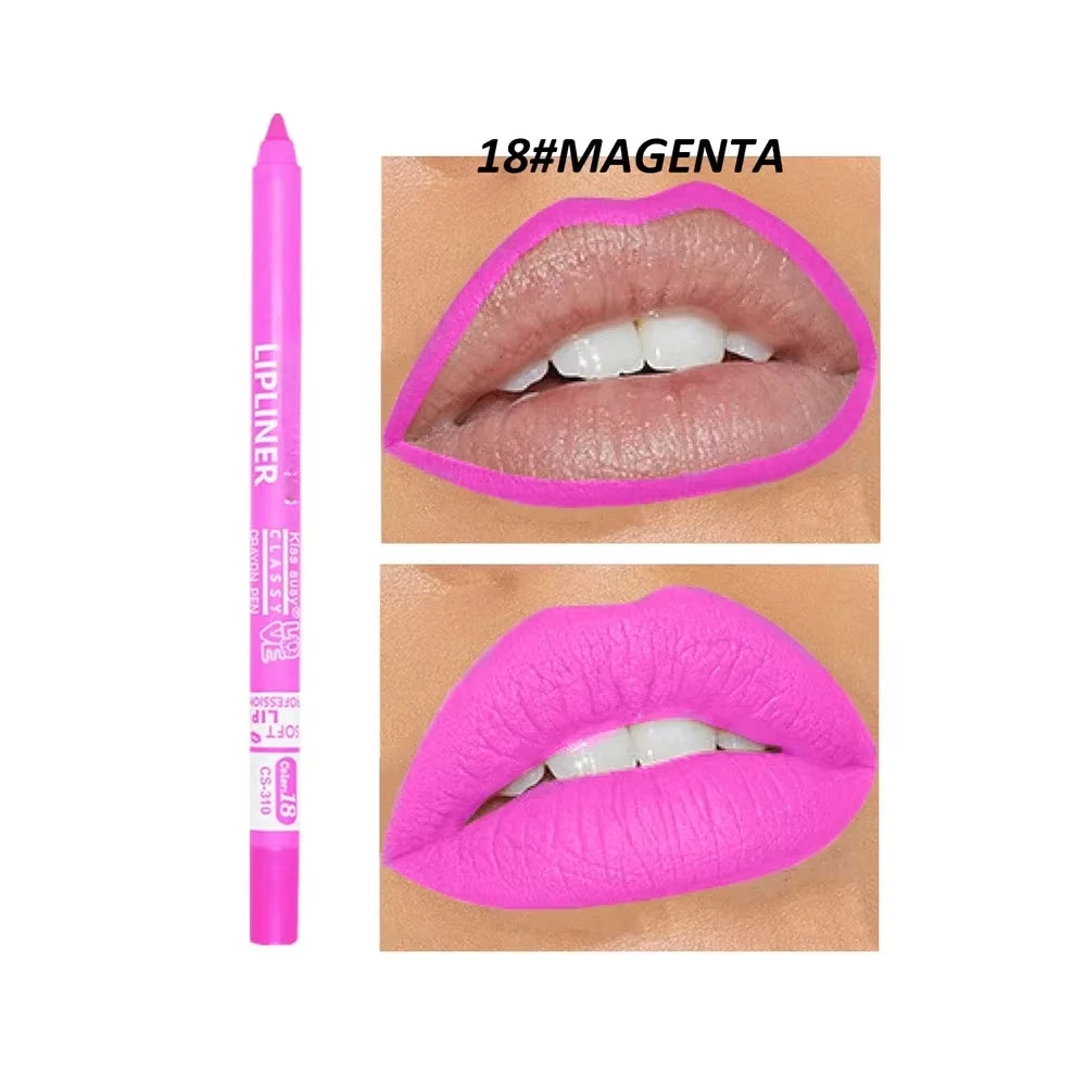 20 Color Matte Lipliner Pencil Waterproof Natural Red Brown Pro Lip Liner Makeup Lips Contour High pigment Lipstick Cosemetic