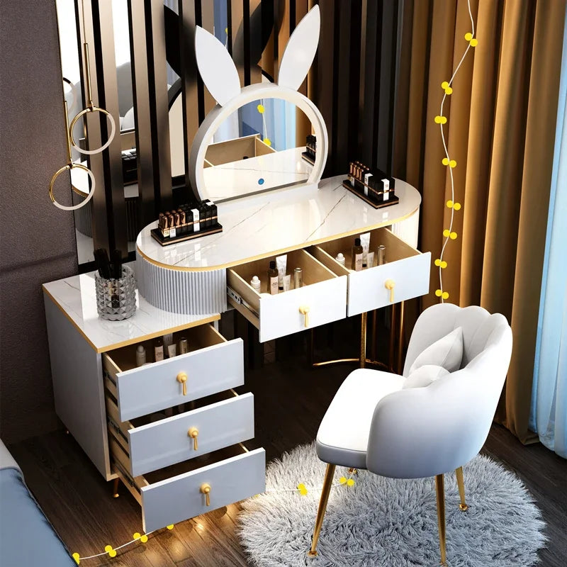 Modern Luxury Vanity Table Storage European Big Study Corner Women Organizer Dressing Table Girl Penteadeira Chinese Furniture
