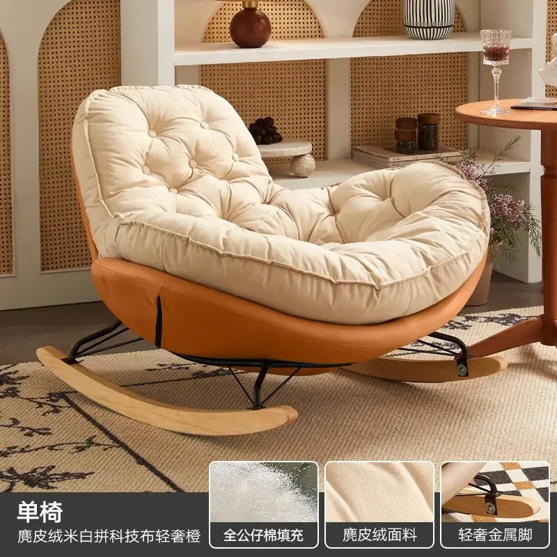Home Balcony Casual Rocking Chair Lounge Comfortable Sofa Iving Room Bedroom Nordic Luxury Furniture Chaise Lounge Accessories
