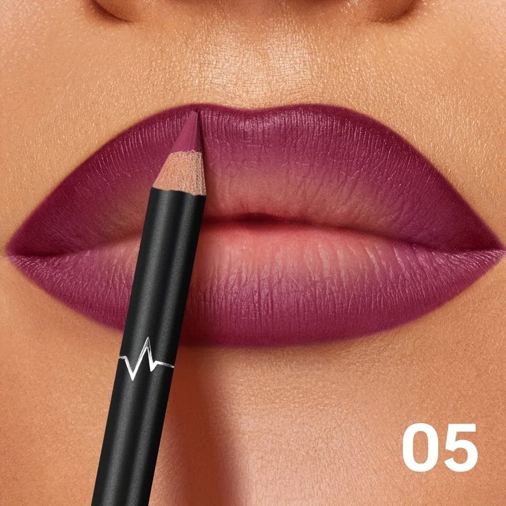 Pudaier 6-Color Waterproof Matte Lip Liner - Long-Lasting, Non-Transfer Formula, Matte Finish, 6 Versatile Shades