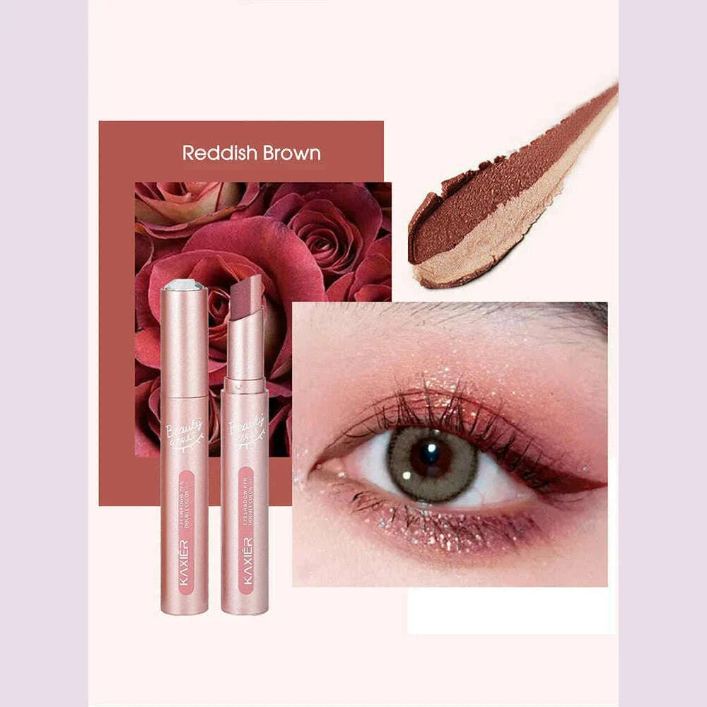 Waterproof Double Color Eye Shadow Stick - Gradient, Sweat-proof, and Smudge-proof Makeup Tool for Easy and Long-lasting