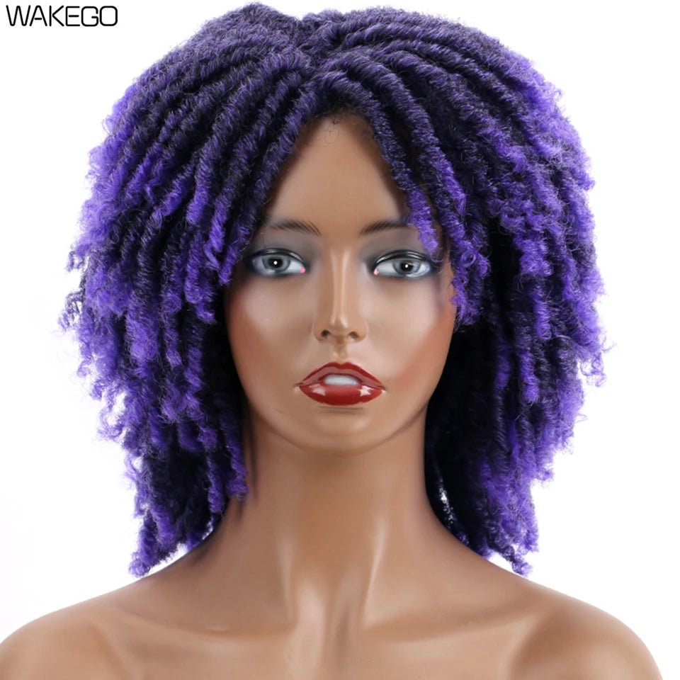 Ombre Short Dreadlock Wigs Blonde Grey Purple 27 30 350 Bug 12 Colors Wig Curly Synthetic Twist Faux Locs Wig Dreads...