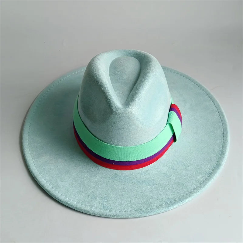 Grayish Brown Suede Hat Wide Brim 2026 NEW Fedora Hat Men Women Autumn Winter Felt Hats Classic Church Fedoras Chapeau...