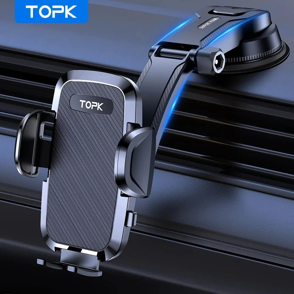 TOPK Car Phone Holder Mount 2-IN-1 Handsfree Stand Phone Holder for Dashboard & Air Vent Compatible with iPhone Samsung...