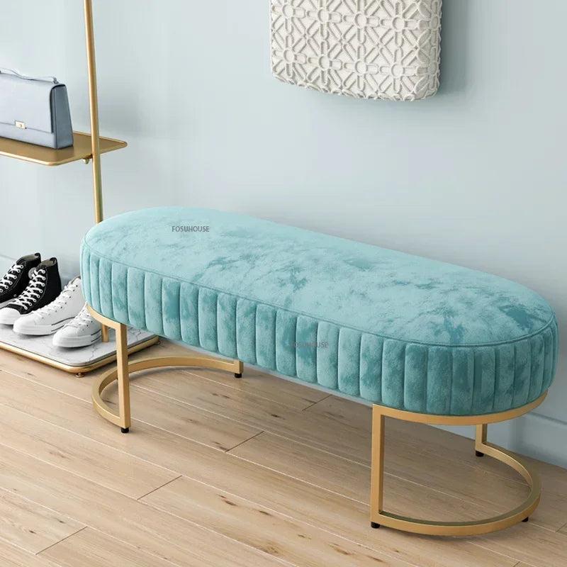 Nordic Soft Velvet Bed Footrest Ottoman Living Room Furniture for Home Bedroom Luxury Pouf Bench Entrance-hall Shoes...
