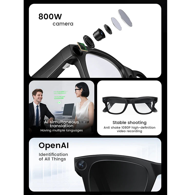 2026 Smart Glasses HD Photo Video OpenAI Record Translation Touch Photochromic Lenses Bluetooth Call Music Multifunction Glasses - Kimlud