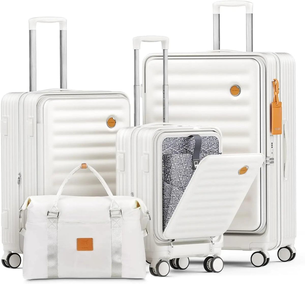 Joyway 5-Piece Travel Luggage Set, with Front Pocket PC Hardside Durable Suitcase, Duffel Bag and Toiletry Bag, TSA Lock - Kimlud