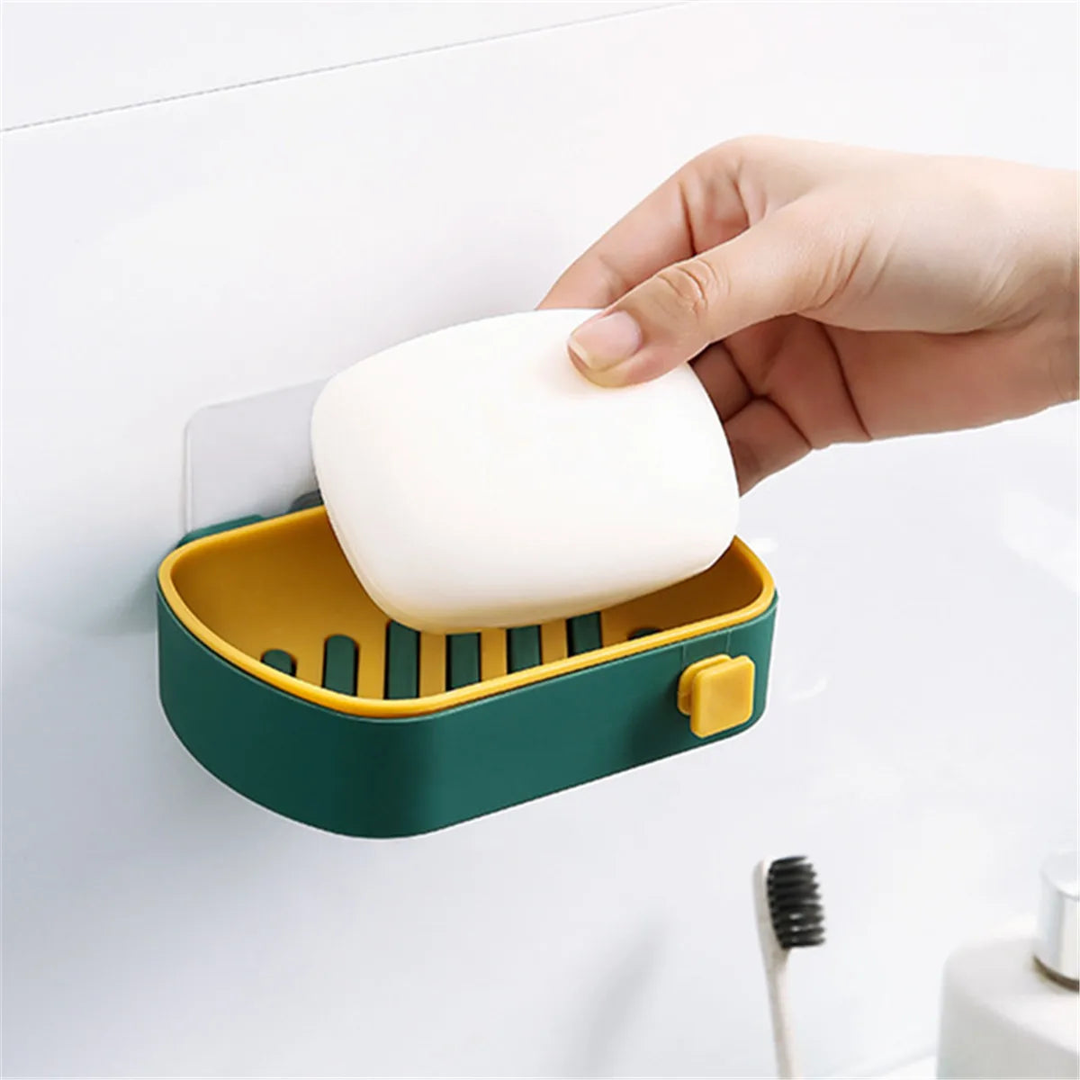 Suction Cup Soap Dish Box For Bathroom Shower Soap Holder with Drain Portable Leaf Shape Toilet Laundry Soap Rack Tray...
