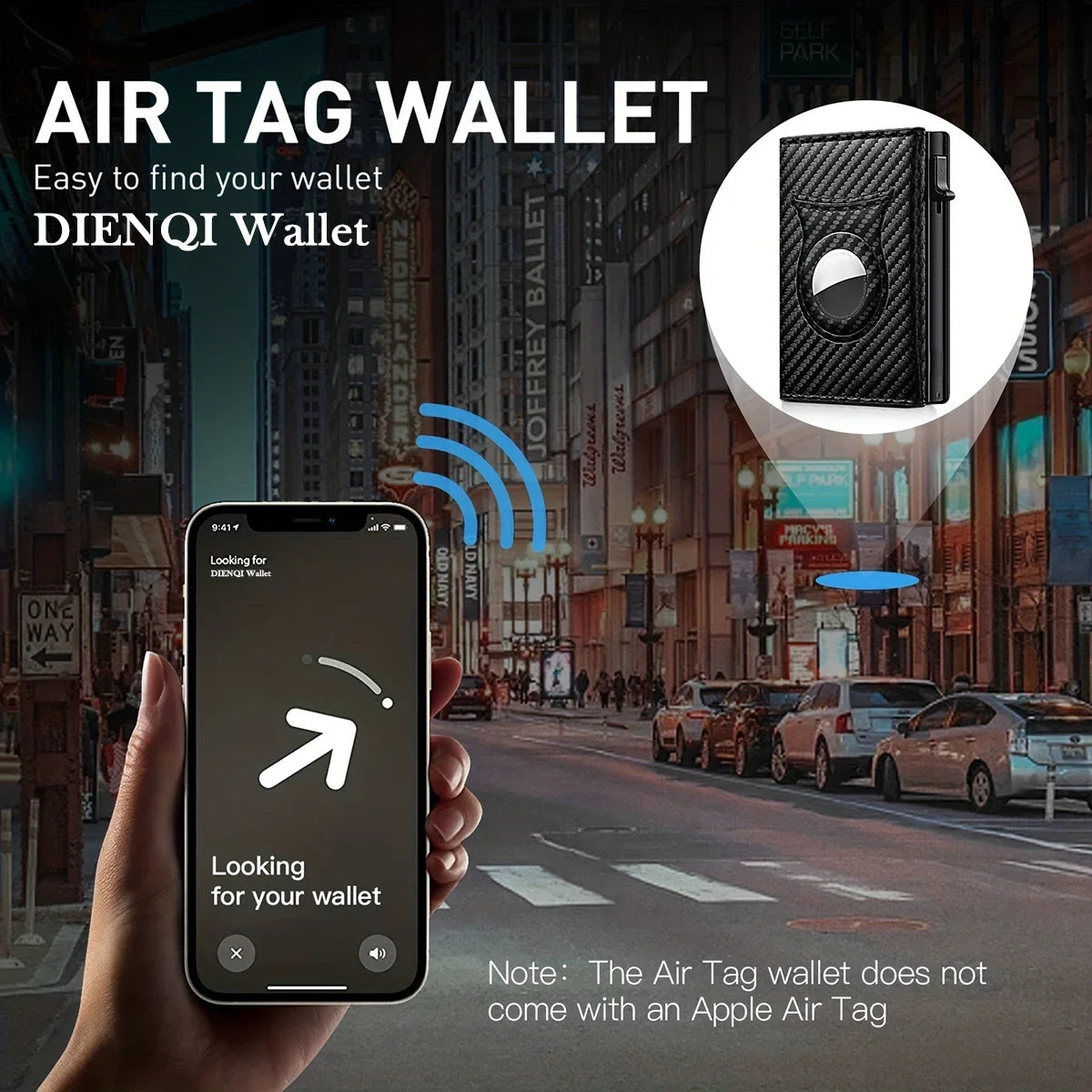 Rfid Credit Card Holder Men Wallets For Apple Airtag Carbon Fiber Cardholder Coin Purse Small Minimalist Wallets For Air Tag