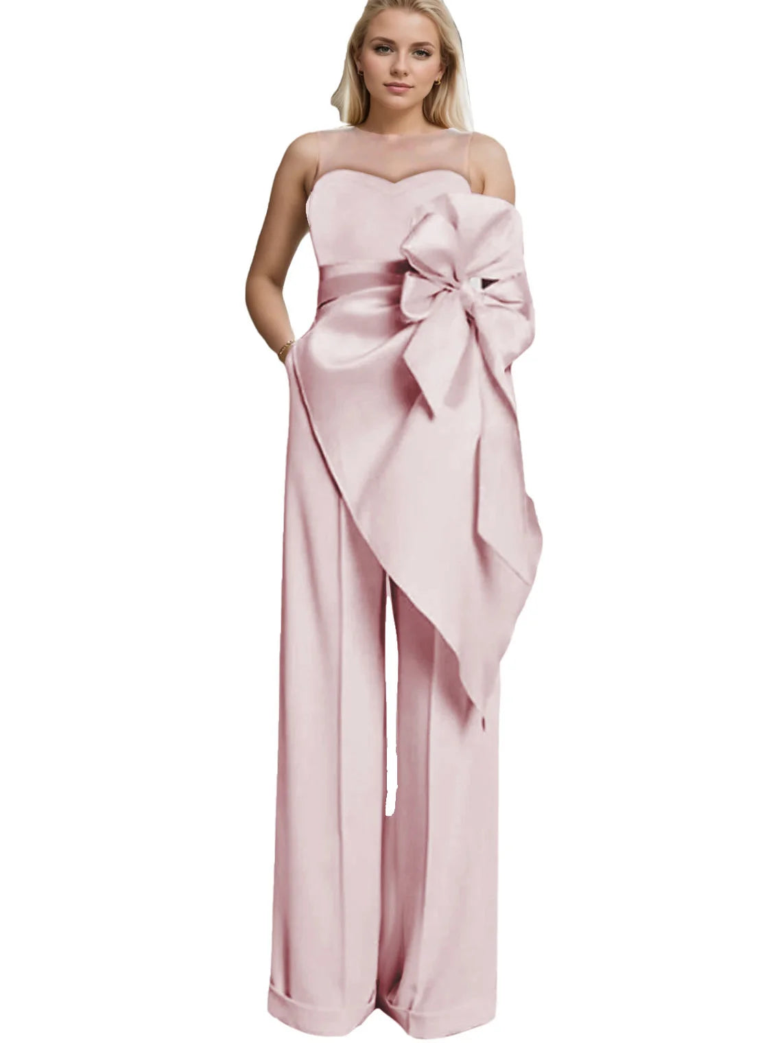 Bridal Shower Wedding Dresses Jumpsuits Sweetheart Strapless Floor Length Bridal Gown Bows Ruffles Backless 2025 Free Customized