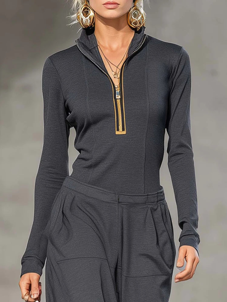 Fashion Lady Simple Commute Two Piece Sets Casual Hoodies Slim Tops&Long Pants Sets Autumn New Women Solid Color Tracksuit Sets